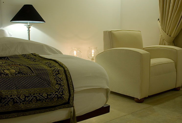 couch near the bed