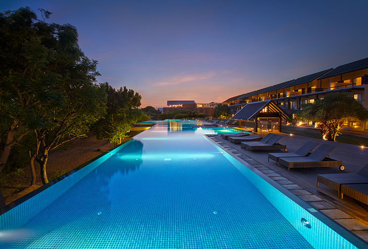 Night view of the pool